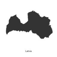 Black map of Latvia for your design