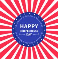 Round label tag icon Sunburst background Independence day Flat