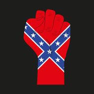 Symbol clenched fist held in protest with Confederate flag