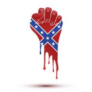Symbol blood flow of clenched fist held in protest with