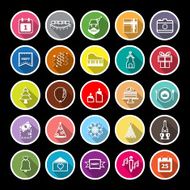 Christmas and new year line flat icons with long shadow