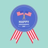 Badge with ribbons Award icon flags Happy independence day Flat