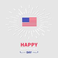 Flag shining effect Happy independence day White background Flat design