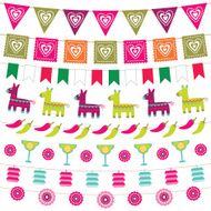 Mexican party bunting flags set