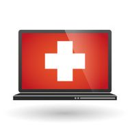Laptop with a swiss flag