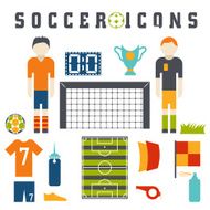 Vector collection of flat icons on the theme football