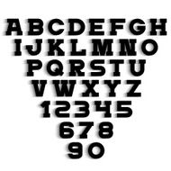 Black alphabet letters with shadow N2