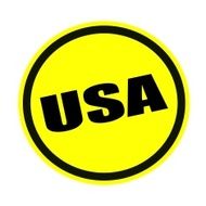 USA black stamp text on yellow