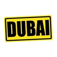 Dubai black stamp text on yellow