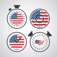 american flag in clock for independence day time