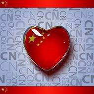 Glass heart with flag of China inside