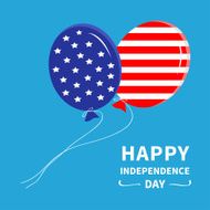 Balloons stars strips flying Independence day 4th of July Flat