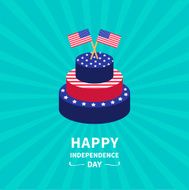 Cake star strip Two flags Sunburst Independence day Flat