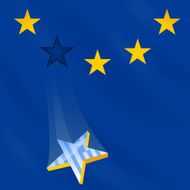 EU flag loses one star (membership of Greece)