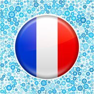 French Flag on Blue Snowflake Background