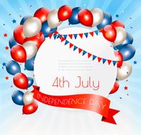 Holiday American background with colorful balloons for 4th of Ju