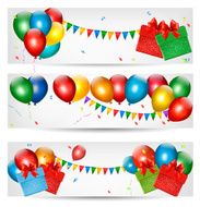 Holiday banners with colorful balloons Vector