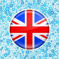 U K Flag on Blue Snowflake Background
