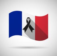 France long shadow flag with a black ribbon N2