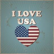 i love USA flag heart