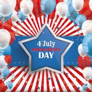 4th July retro Banner Silver Star Balloon
