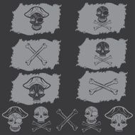 pirate skull with hat set on flags and icons
