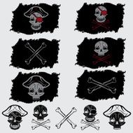 pirate skull with hat set on flags and icons N4