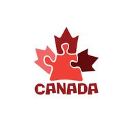 Canadian maple leaf on puzzle pieces