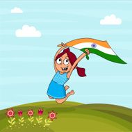 Cute girl with flag for Indian Independence Day celebration