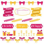 set of festive birthday party elements Flat design