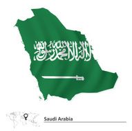 Map of Saudi Arabia with flag
