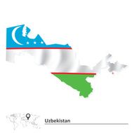 Map of Uzbekistan with flag