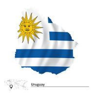 Map of Uruguay with flag