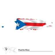 Map of Puerto Rico with flag