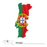 Map of Portugal with flag