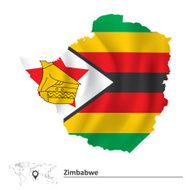 Map of Zimbabwe with flag