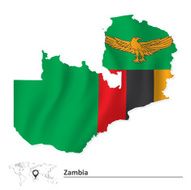 Map of Zambia with flag