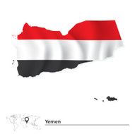 Map of Yemen with flag