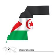 Map of Western Sahara with flag