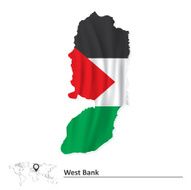 Map of West Bank with flag