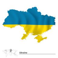Map of Ukraine with flag