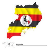 Map of Uganda with flag