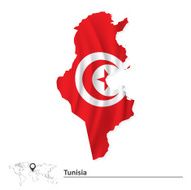 Map of Tunisia with flag