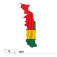 Map of Togo with flag