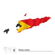 Map of Timor-Leste with flag