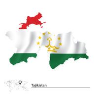 Map of Tajikistan with flag