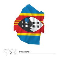 Map of Swaziland with flag