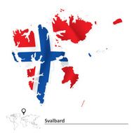 Map of Svalbard with flag