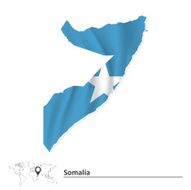 Map of Somalia with flag