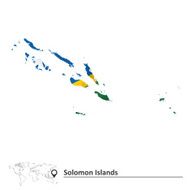 Map of Solomon Islands with flag